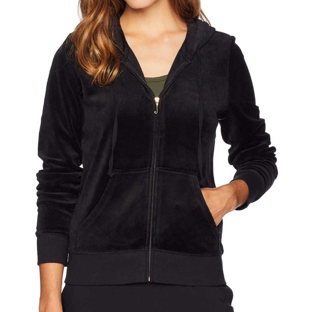 Juicy Couture Black Velour Jacket with Pink Logo